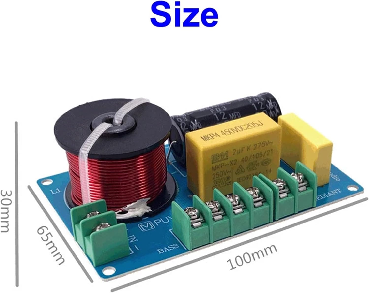 2PCS 200W 3-Way Audio HiFi Filter Circuit Board Stereo Speaker Crossover Filters Treble/Alto/Bass 3 Unit Frequency Dividers