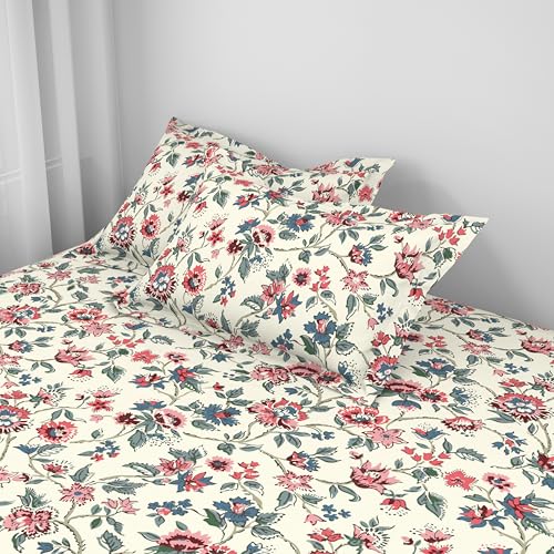 Image of Welspun Arlo Microfiber Double Bedsheet with 2 Pillow Covers, 220x240 cm Double Bed Sheet, Soft Breathable Fabric, Fade Resistant, Easy Care, Comfortable Cooling Bed Sheet, Light Yellow