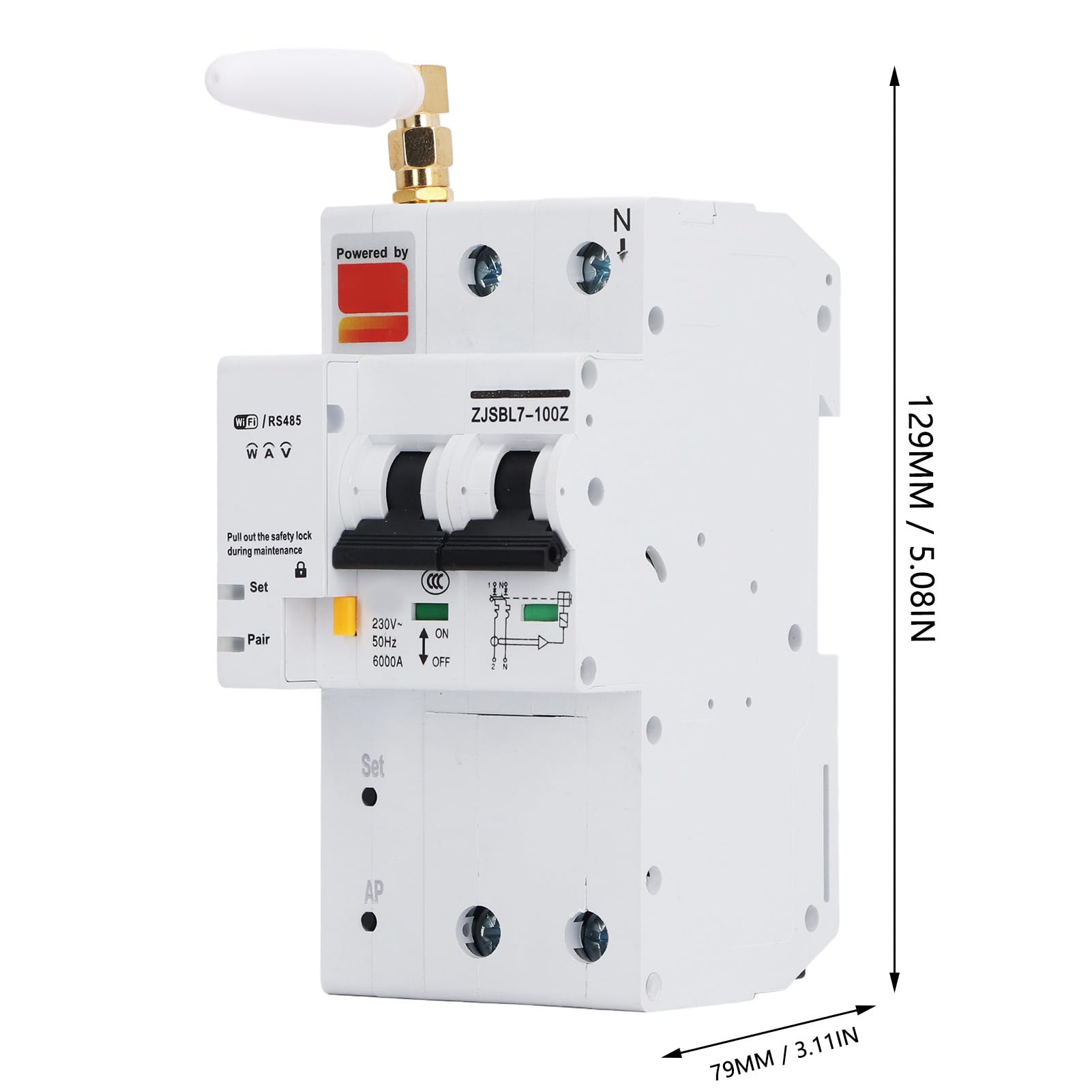 Interruttore Automatico WiFi Intelligente, Interruttore Telecomando 80A 230V con Visualizzazione dei Parametri 'app Mobile per Varie Protezioni