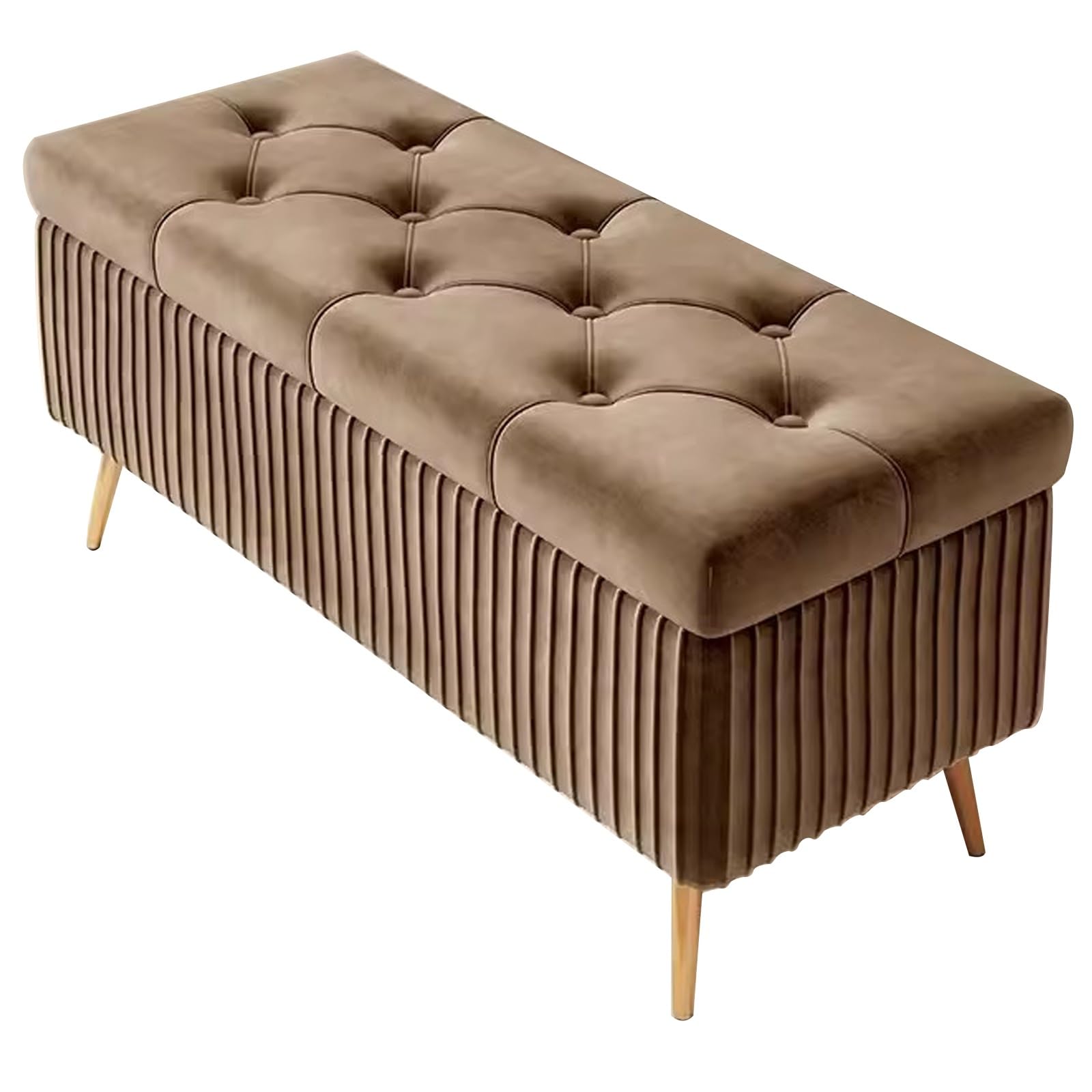 Baul Almacenaje Dormitorio, Banco Almacenaje, Taburete Reposapies, Banco de Almacenamiento Tapizado, para Sala de Estar, Entrada, Dormitorio(Brown,150x59in)