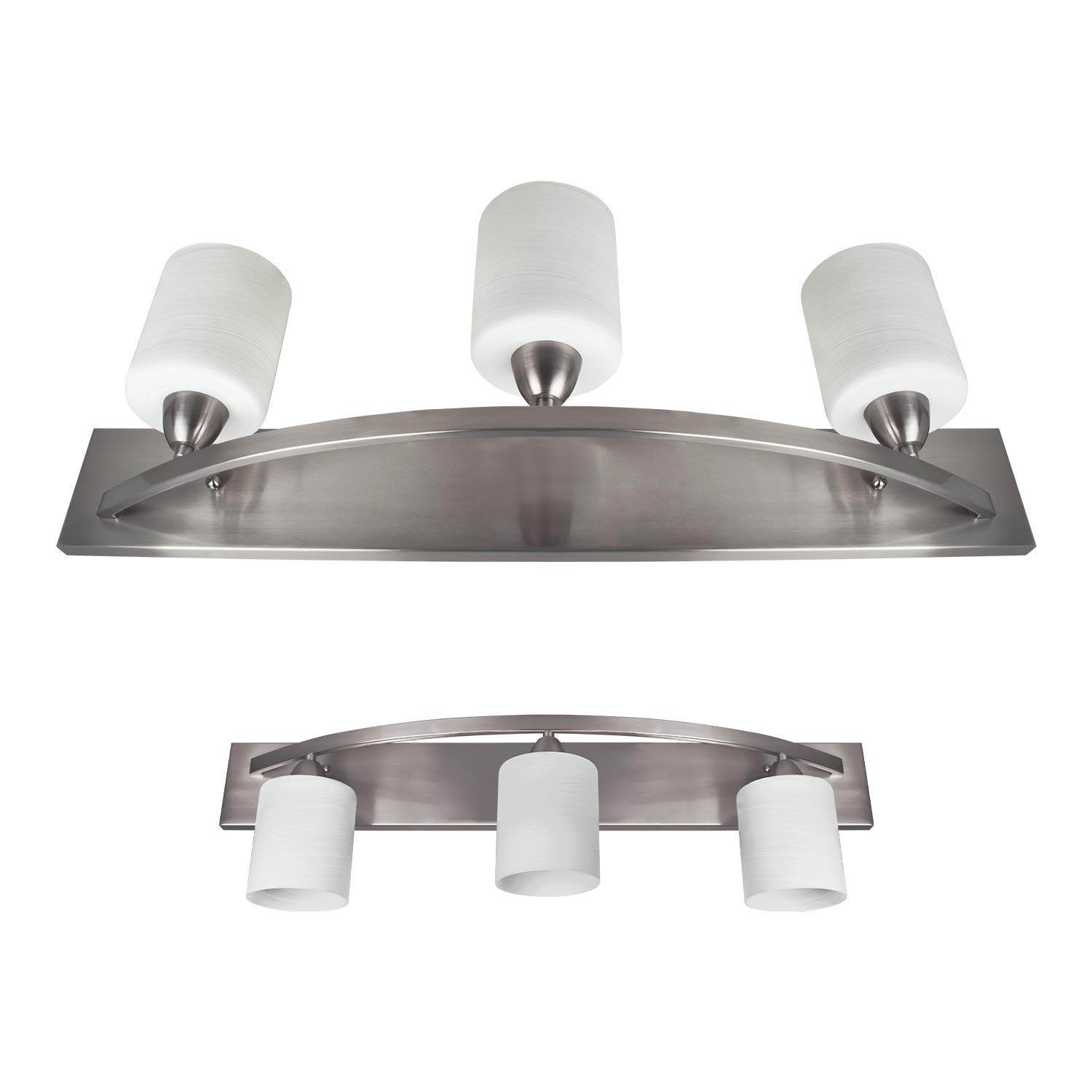 Nuk3y Modern Bathroom Vanity Light Fixture with Light Globe Brushed Nickel (Satin Nickel, 3 Lights)