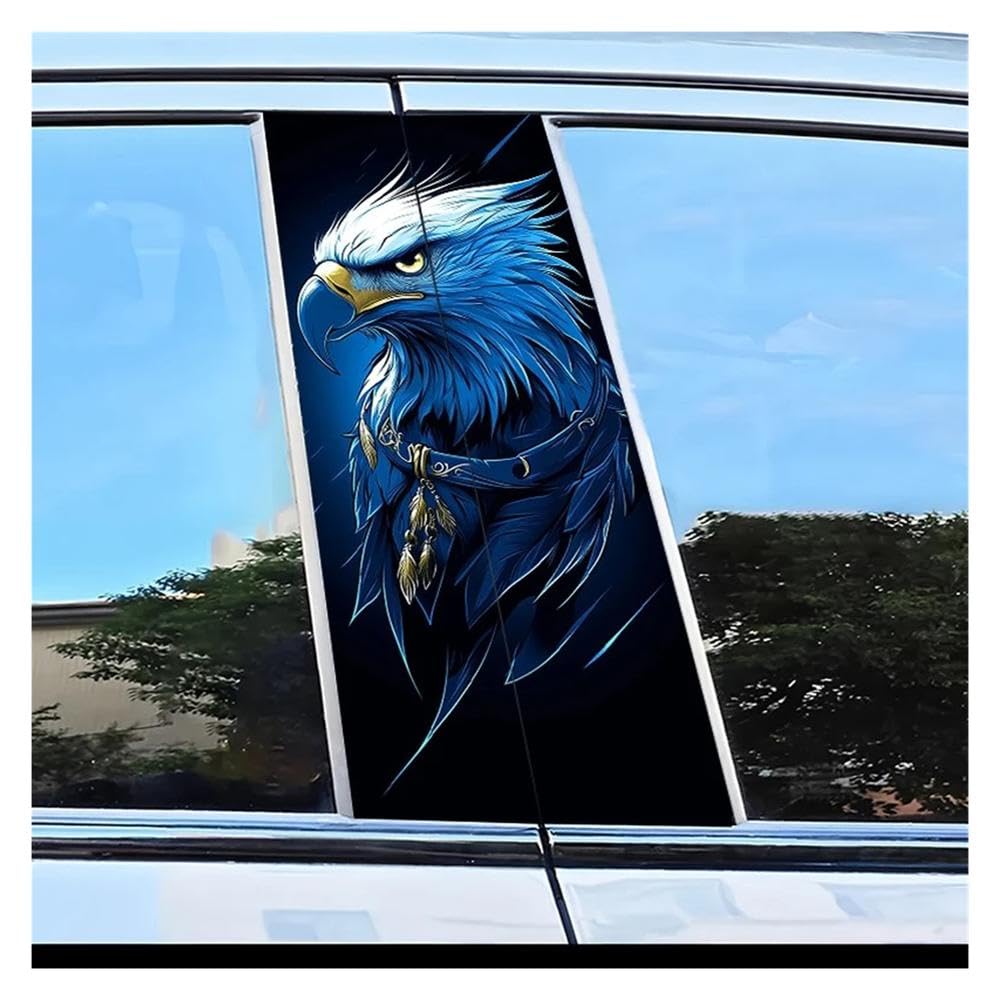 Dabhuoc One Color Car Parts 2Pcs Car Center Pillar Protection Stickers Eagle Pattern Scratch Resistant Film