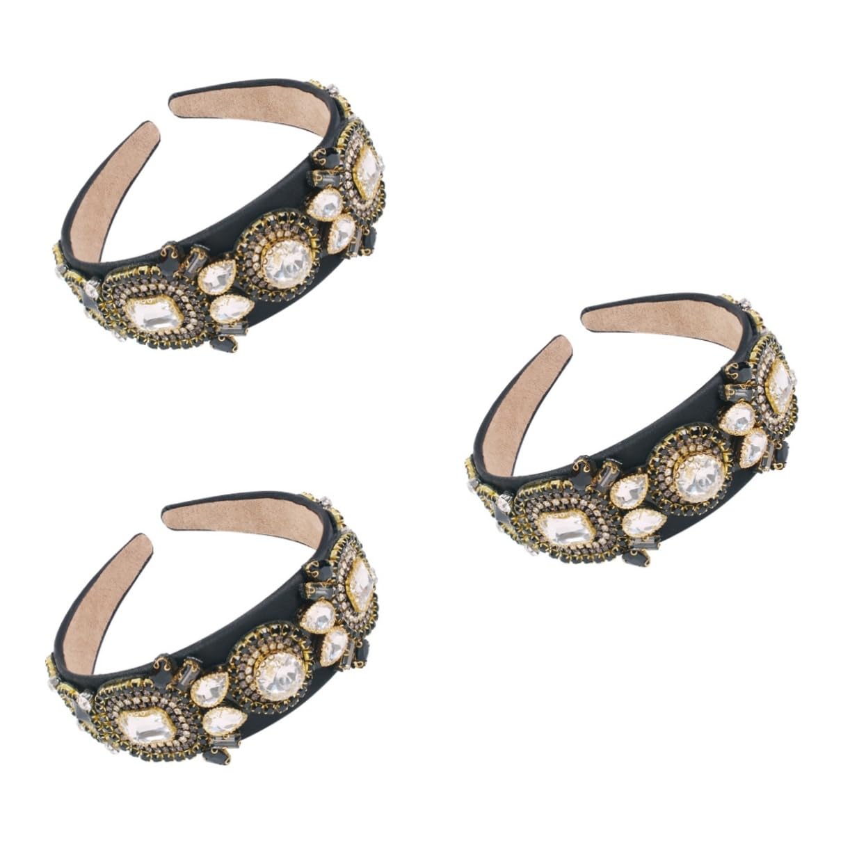3 Piezas Diadema De Diamantes De Imitación De La Boda Diadema Elástica Con Diamantes De Imitación Banda De Pelo Nupcial Diadema Ancha Novia Moda Para El Cabello