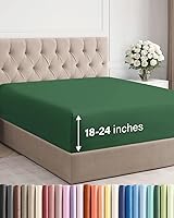 Vista 37 de Sábana bajera extra profunda tamaño Queen – Sábana bajera individual de lujo para hotel solamente – Se adapta fácilmente a colchones de 18 a 24