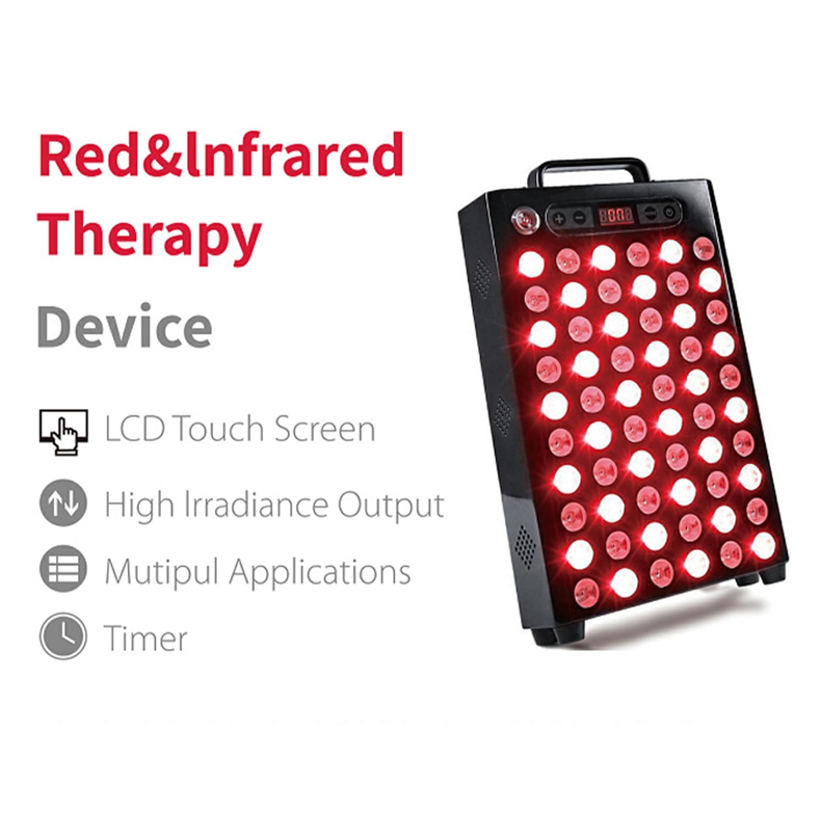 Panele do terapii światłem czerwonym, biurko 660 nm 850 nm urządzenie do terapii światłem czerwonym w bliskiej podczerwieni, obrót o 360 stopni, 60 diod LED, 100 W, do twarzy i ciała
