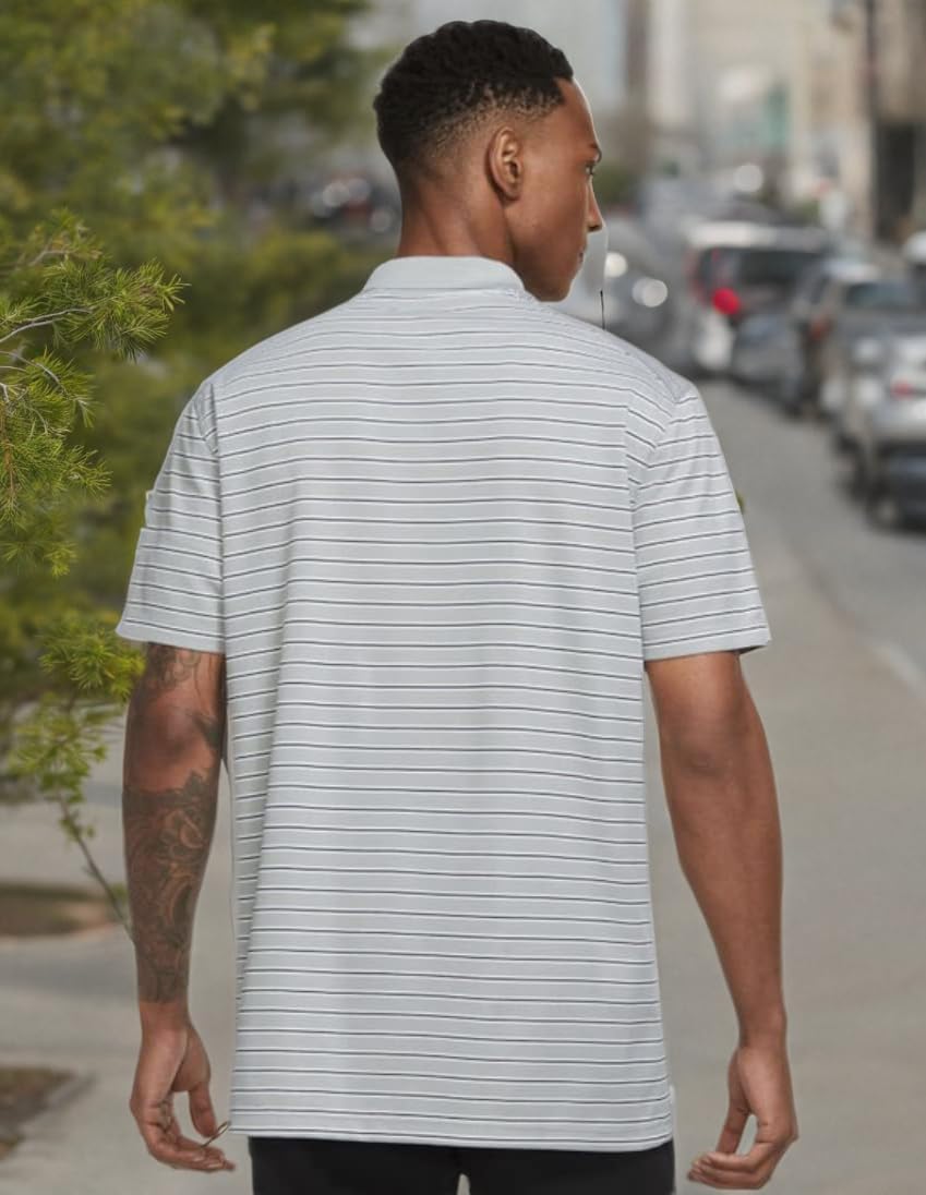 Nike Dri-FIT Victory Stripe Polo, Light Smoke Grey/White, Small - Image 5