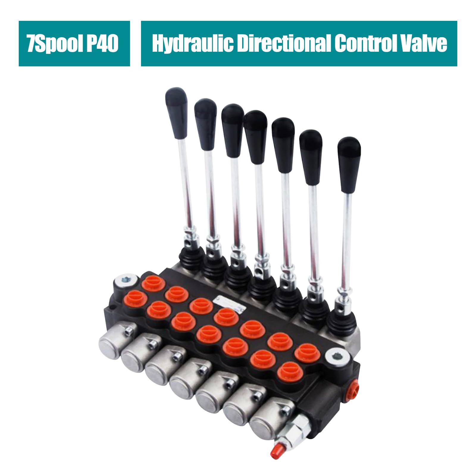 Válvula de control hidráulico de 7 spoles, válvula hidráulica de 13 GPM con válvula de alivio de presión ajustable, bloque de control de 31,5 MPa para tractor, excavadora, divisor de madera, sistema