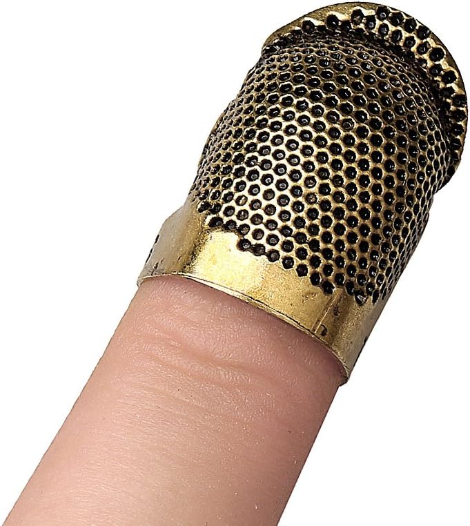 Pengxiaomei 4pcs Sewing Thimble Finger Protector, Copper Fingertip Thimbles Adjustable Finger Metal Shield Protector Pin for Sewing Craft Accessories DIY Sewing Tools (M Size)