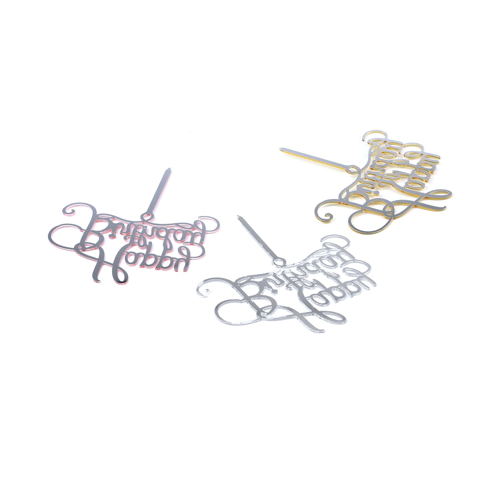 Amabro Happy Birthday Cake Topper, 8 stuks gouden taartdecoratieset, acryl spiegel taarttopper inzetstukken accessoires voor jubileum