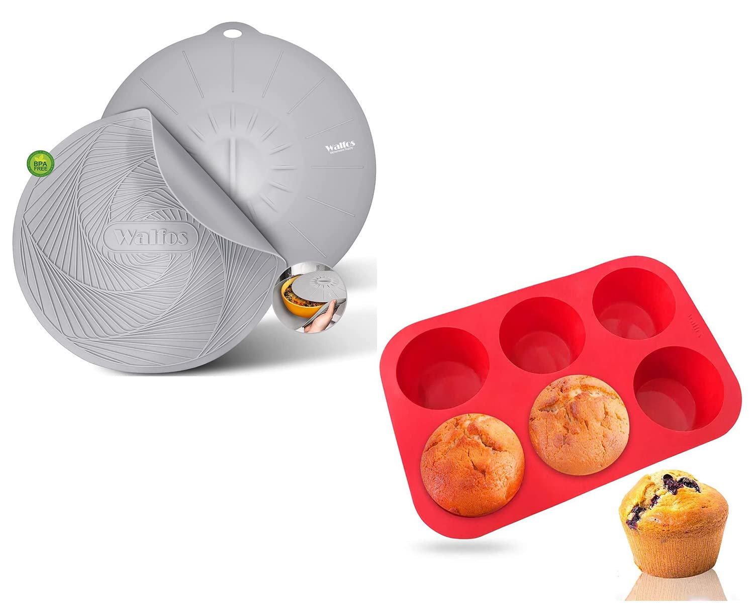 Walfos Silicone Texas Cup Jumbo Muffin Pan Silicone Microwave