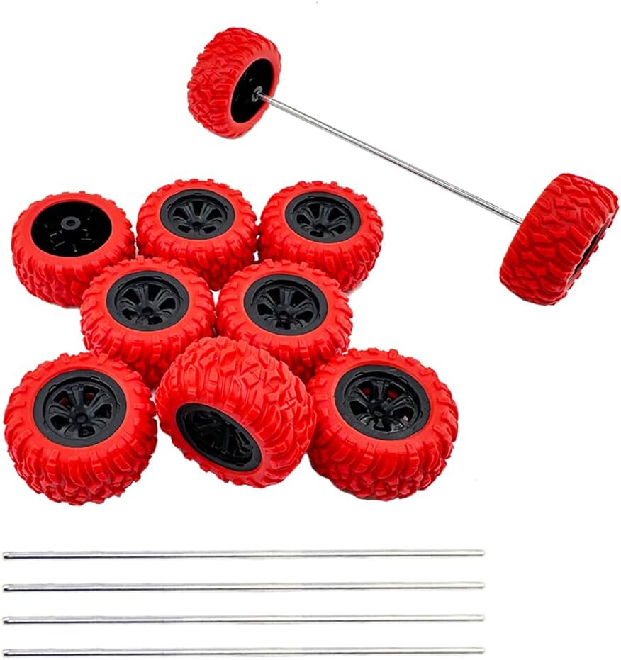 10PCS Toy Car Wheel RC Car Rubber Tire Wheel with 5PCS Shaft Round Rod Axles for RC Car Truck Robot DIY Model Toy Wheel Parts (2x36mm Green)