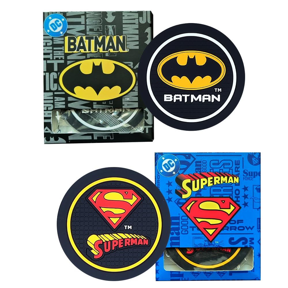 Involve DC Batman & Superman Car Coasters – Combo | Universal Non-Slip Cup Holder Coasters | Official DC Licensed Merchandise | Car Accessories 2025 | Car Cup Holder Coaster-image-11