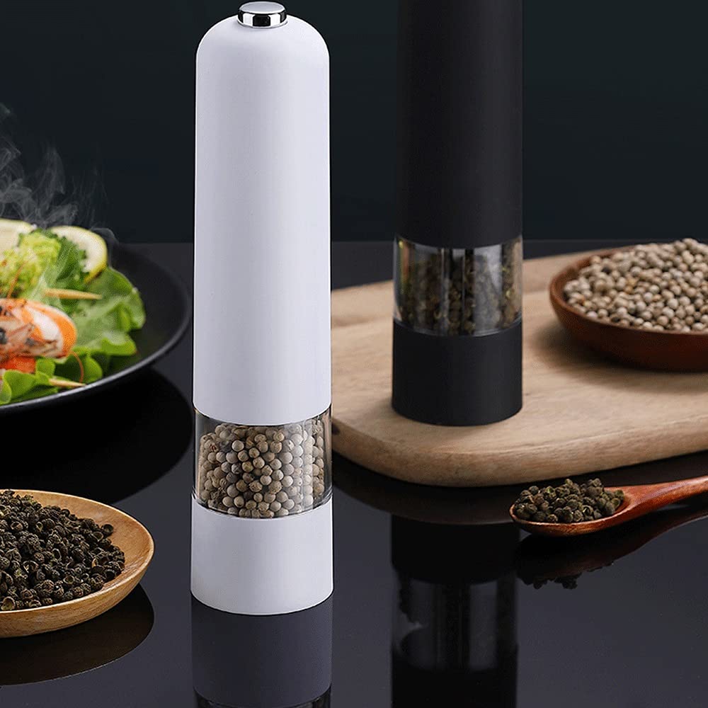Macina Pepe Grinder Elettrico for Uso Domestico Grinder Fresco macinato Pepe Nero Pepper Batteria Spessore Regolabile Macina Sale Macinapepe (Color : Black)