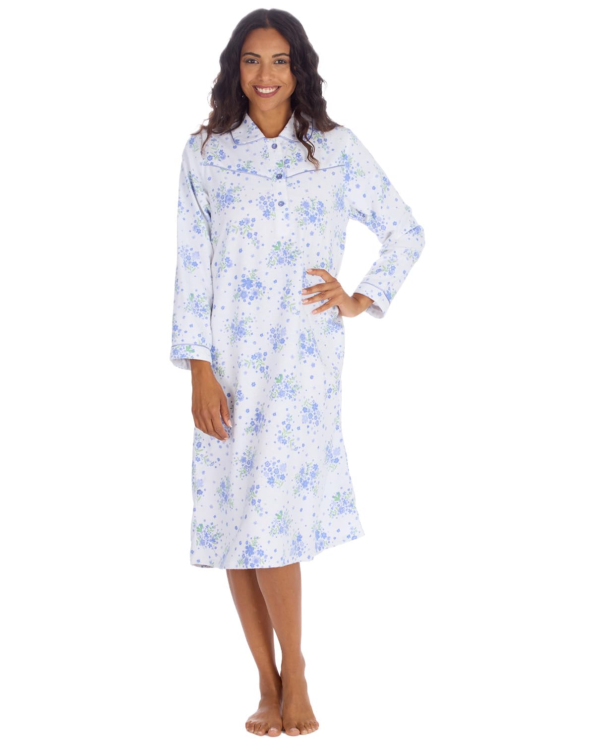 Undercover Ladies Floral Cotton Long Sleeve Nightie 34B2154 Blue 18-20