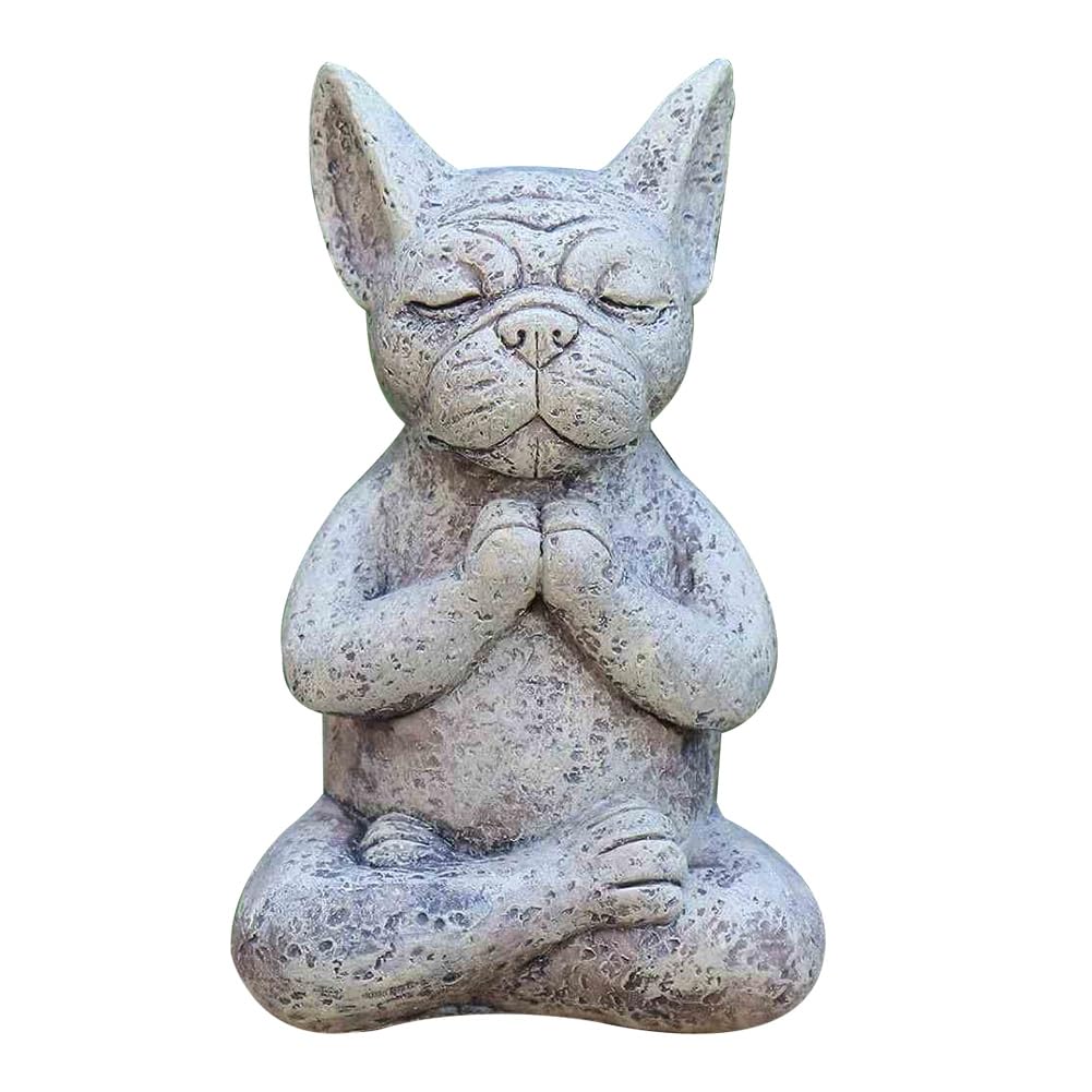 Funfob Meditating Dog Statue Buddha French Bulldog Meditating Statue Resin Dog Statue Buddha Meditating Bulldog Resin Ornament,Yoga Bulldog Ornament