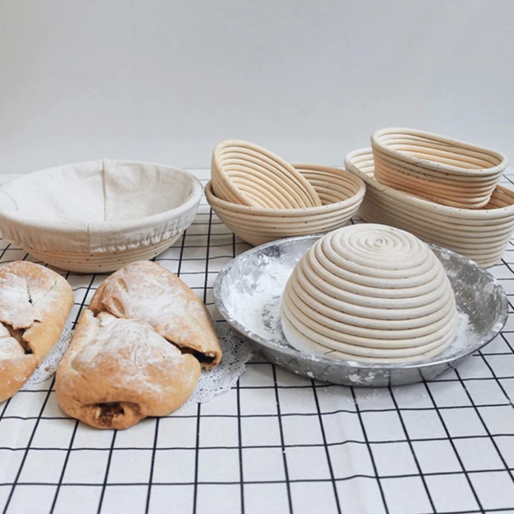 Set per la cottura del pane – pane croccante fai da te con cestino per lievitazione, carta per pasta, frusta per pasticceria, coltello da panetteria + ricetta e istruzioni per il pane a lievito (set