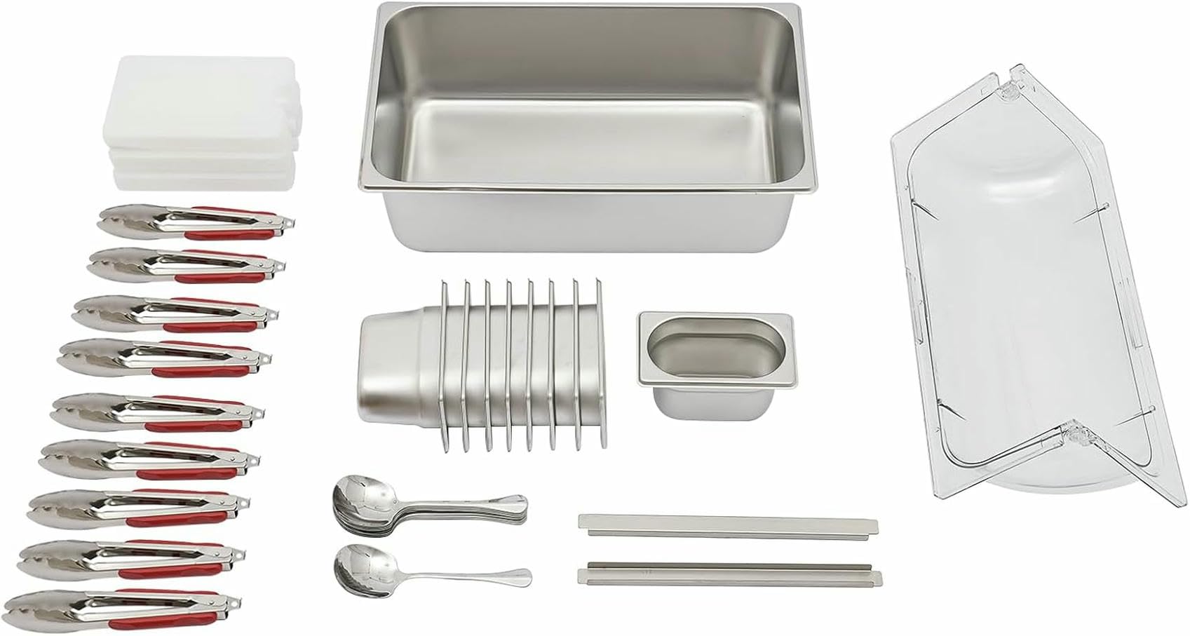 1 Set für Salatbar, Buffet-Station, Lebensmittel-Servierbehälter, Lebensmittel-Servierdisplay mit Deckel, kalte Speisen, Buffet-Servierer für Zuhause, Hotel, Einkaufszentrum~/