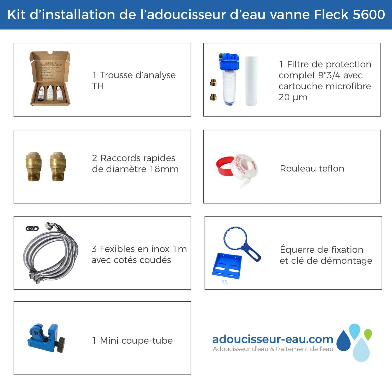 Adoucisseur D'eau 25l Fleck 5600 Sxt Complet Avec Accessoires