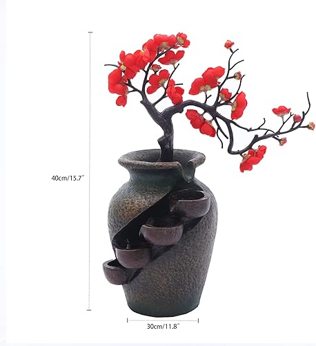 Vista 30 de Indoor Waterfall Fountain Tabletop Fountains with LED Lights,with Rolling Ball Atomizer,Lighted Illuminated Waterfall Indoor Small Rockery Desktop