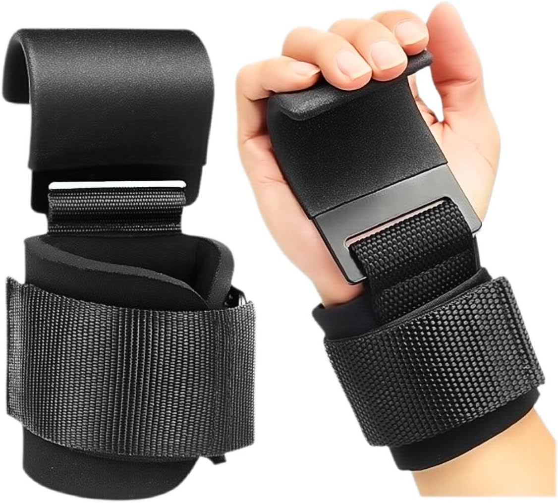Weight Lifting Hooks (Pair) Gym Wrist Straps with Steel Hooks for Weightlifting,Deadlifts,Pull Ups,Strength Training and Fitness Workouts,Adjustable Heavy Duty Lifting Wrist Straps for Men Women