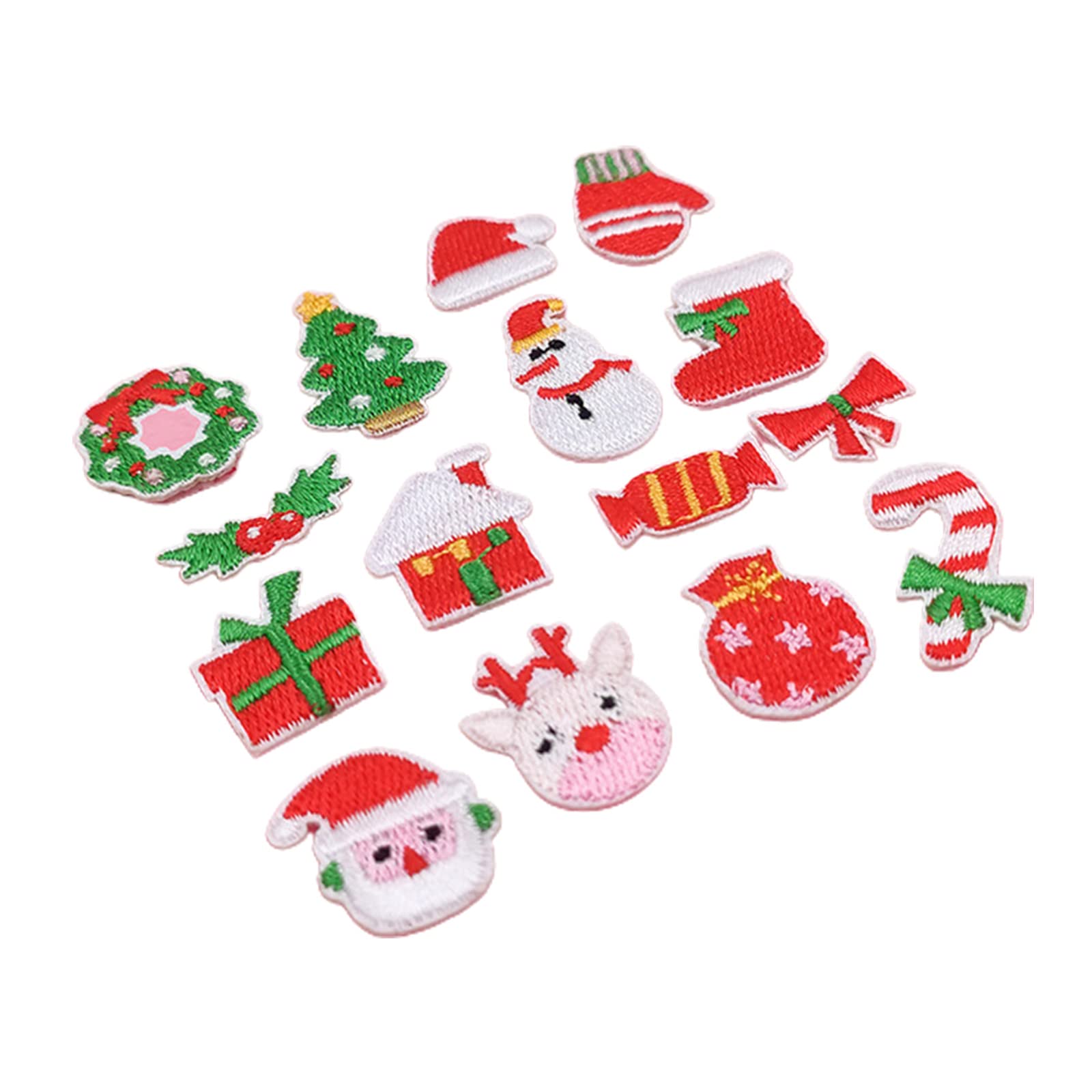 Zbiianxer Men's A 15Pcs Christmas Decoration Iron On Sant Snowman Tree Sew On Embroidered Pplique Badges For Festival Sew Patches Christmas Iron On Patches Embroidered Patches For Clothing Jeans