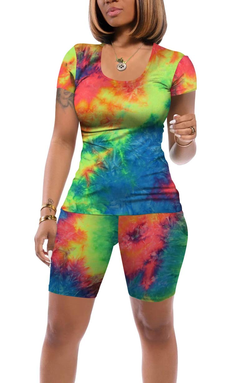 Womens Tie Dye Piece Outfits Summer Shorts Set U Desertcart Cyprus - Main Image