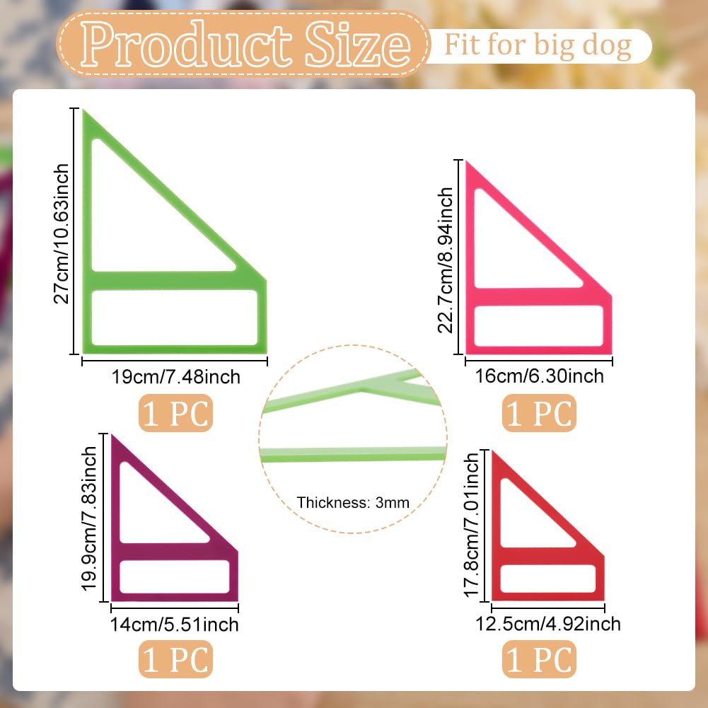 OLYCRAFT 4Pcs 4 Sizes Dog Bandana Sewing Template Set 12/14/16/19cm Long Reversible Trapezoid Template Quilting Acrylic Quilting Template Stencil for Dogs Cats Pets Bib Bandana Headscarf Making - Image 2