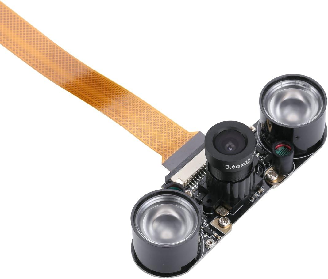 Unistorm Raspberry Pi Zero W Camera Module Night Vision with 3.6mm Adjustable Focal Length 2pcs IR Sensor LED Light Raspberry Pi Zero Adjustable Camera