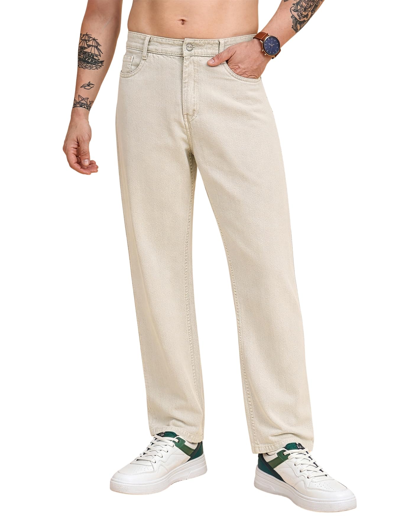 Solid Men's Regular Fit Cotton Slant Pocket Straight Leg Pants-picture-44