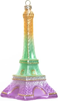 2pcs Hanging Blown Glass Paris Eiffel Tower Christmas Ornament