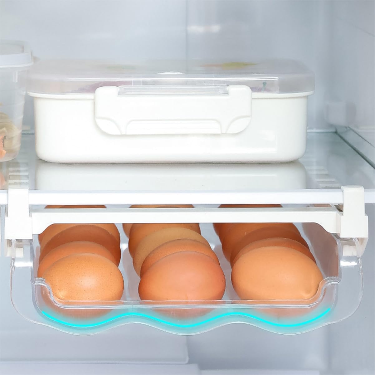 Mikikit 1pc Multi-function Refrigerator Egg Holder Rolling Egg Type Storage Rack for Organized Fridge -saving Design for Home Use Lightweight and Easy to Clean