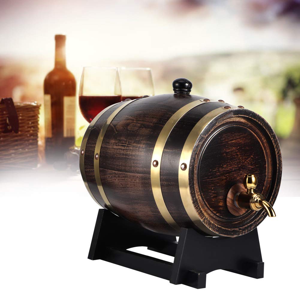 Buy AYNEFY Wine Barrel with Faucet, 3L Retro Striped Black Wine Brandy