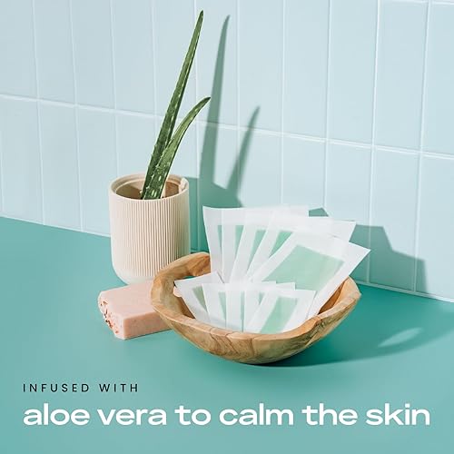 Miniatura 4 de KoluaWax Tiras de cera vegana para depilación  Fácil de usar, no irritante, kit de depilación sin desorden  40 tiras corporales, 24 tiras faciales,