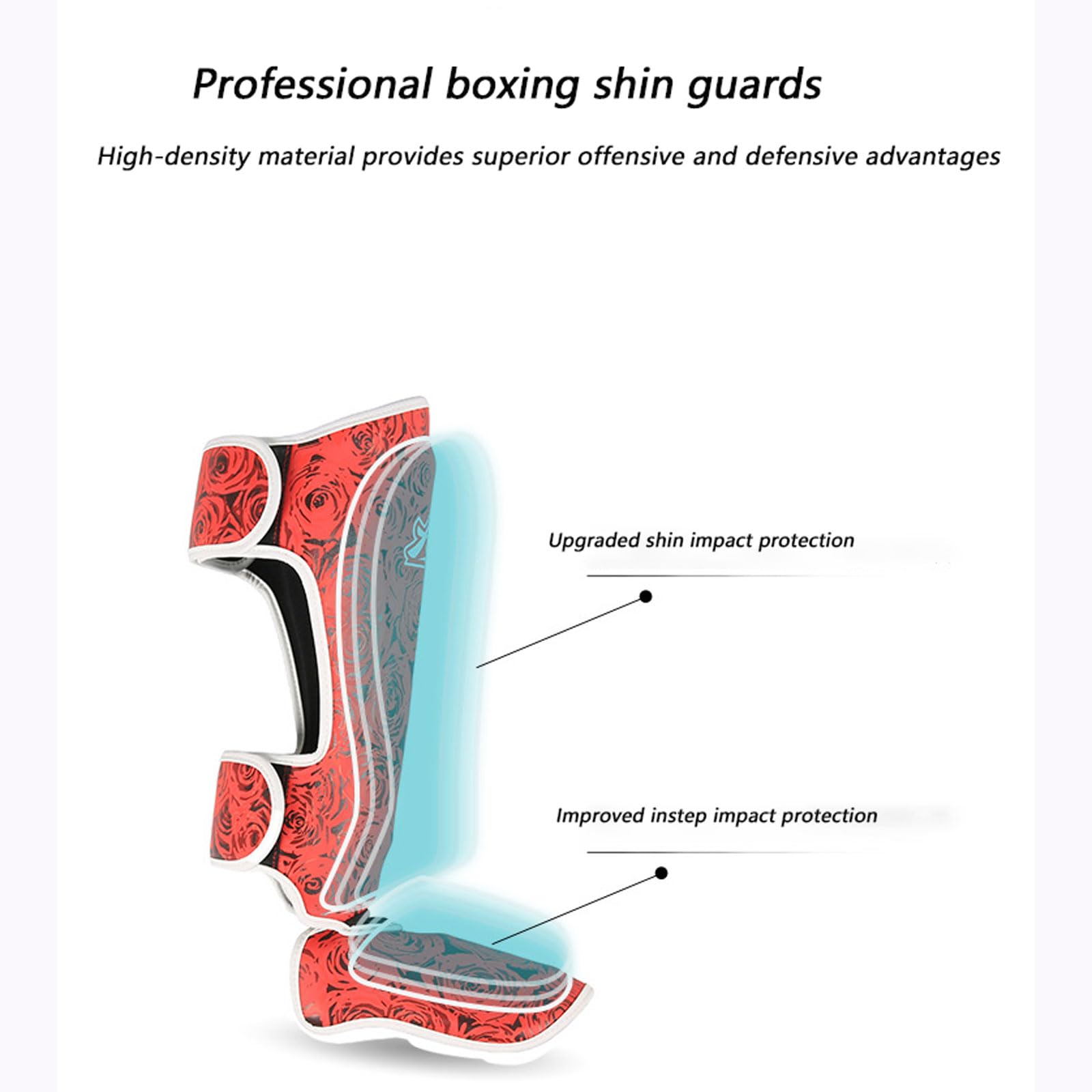 Parastinchi per Muay Thai,Pelle Protettivo Paratibie,Parastinchi per kickboxing,Arti Marziali – Protezioni Resistenti,paratibie Thai Boxe Professionali a Doppia,Per Allenamento,Boxe Karatè
