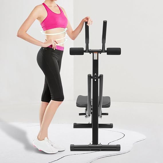 Abdominal Machine Foldable Coaster Abdominal Crunch Trainer Adjustable Ab Trainer Abdominal with Led Display Monitor Fitness Core Exercise Equipment Abdominal Machine for Home, Company