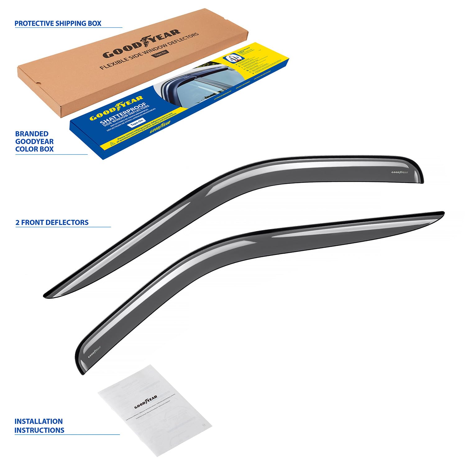 Goodyear Deflektory do/kompatybilne z Ford Transit 13-26 - Naklejana 2 szt