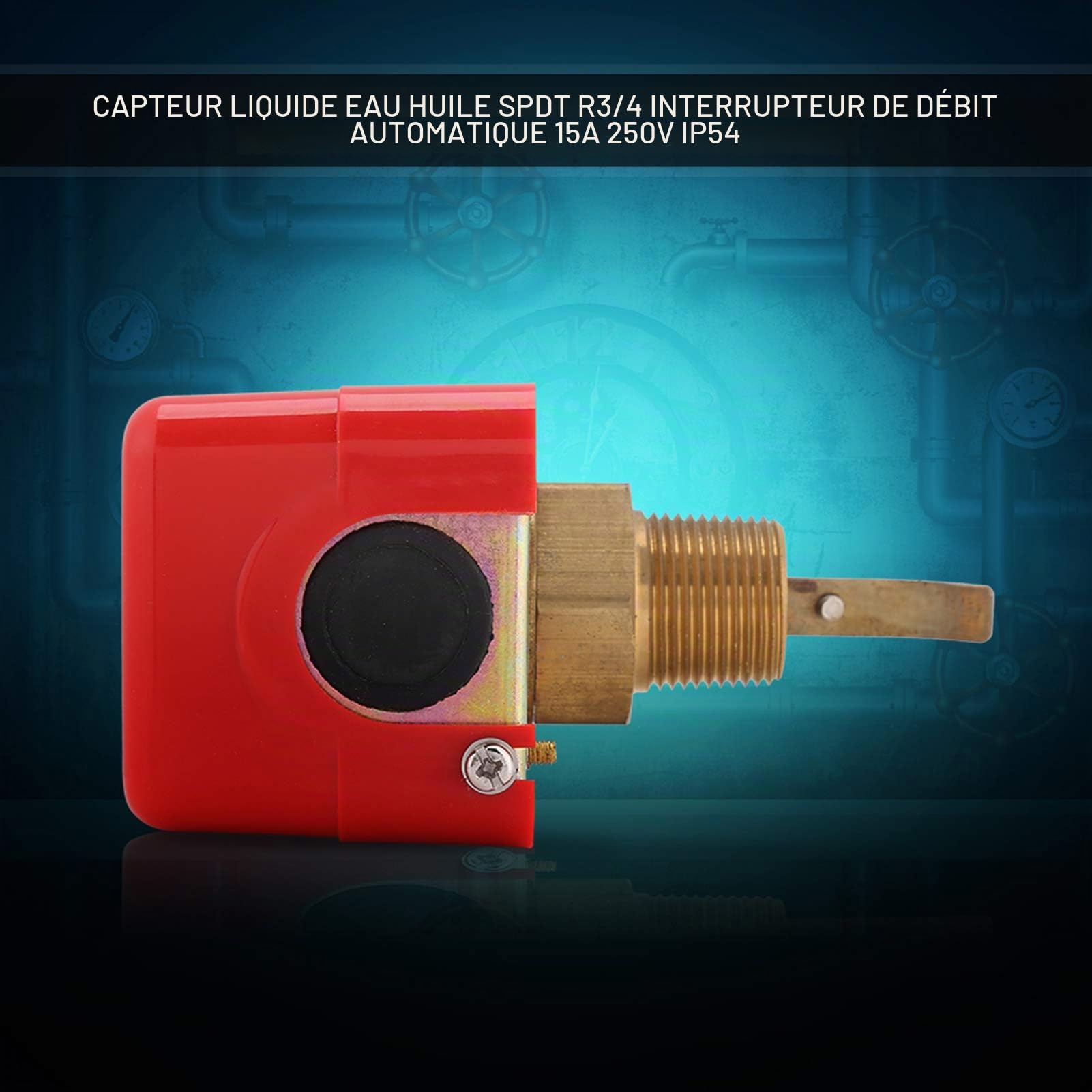 Water Flow Switch, PDT R3/4 Liquid Water Oil Sensor Control Automatic Paddle Type Flow Switch 15A 250V IP54, HFS-20 Target Flow Controller, Controls Flow in Pipes