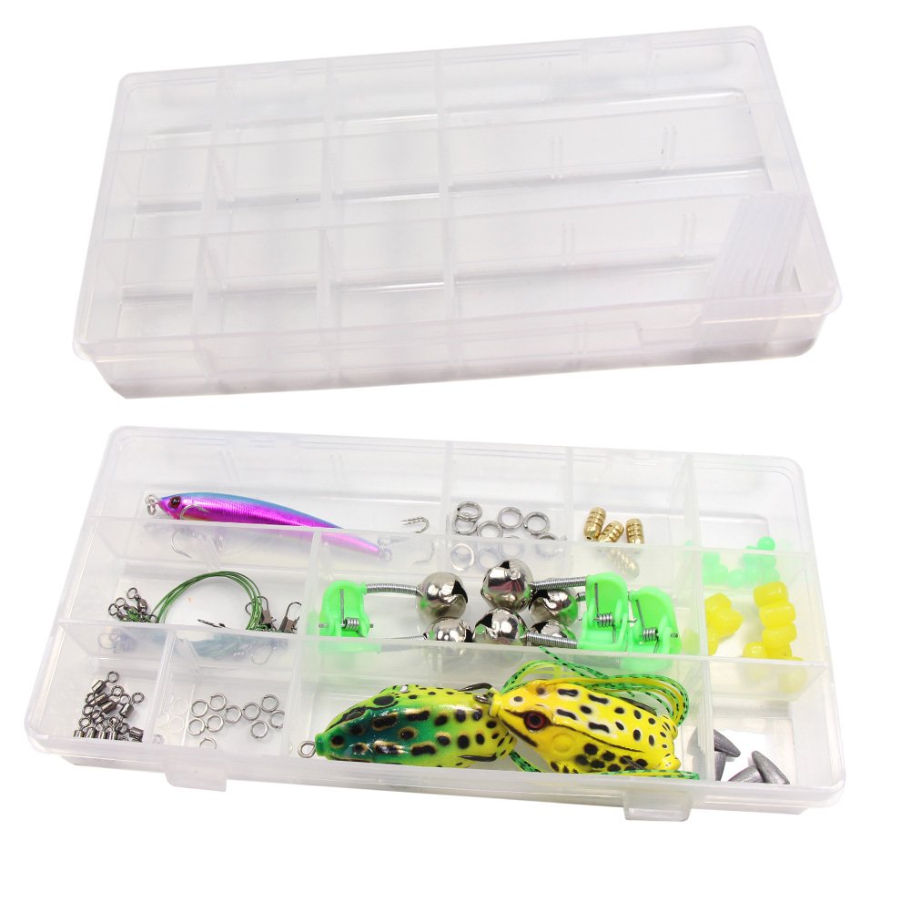Croch Caja de Pesca con 4 Compartimentos Ajustables para Accesorios de Pesca
