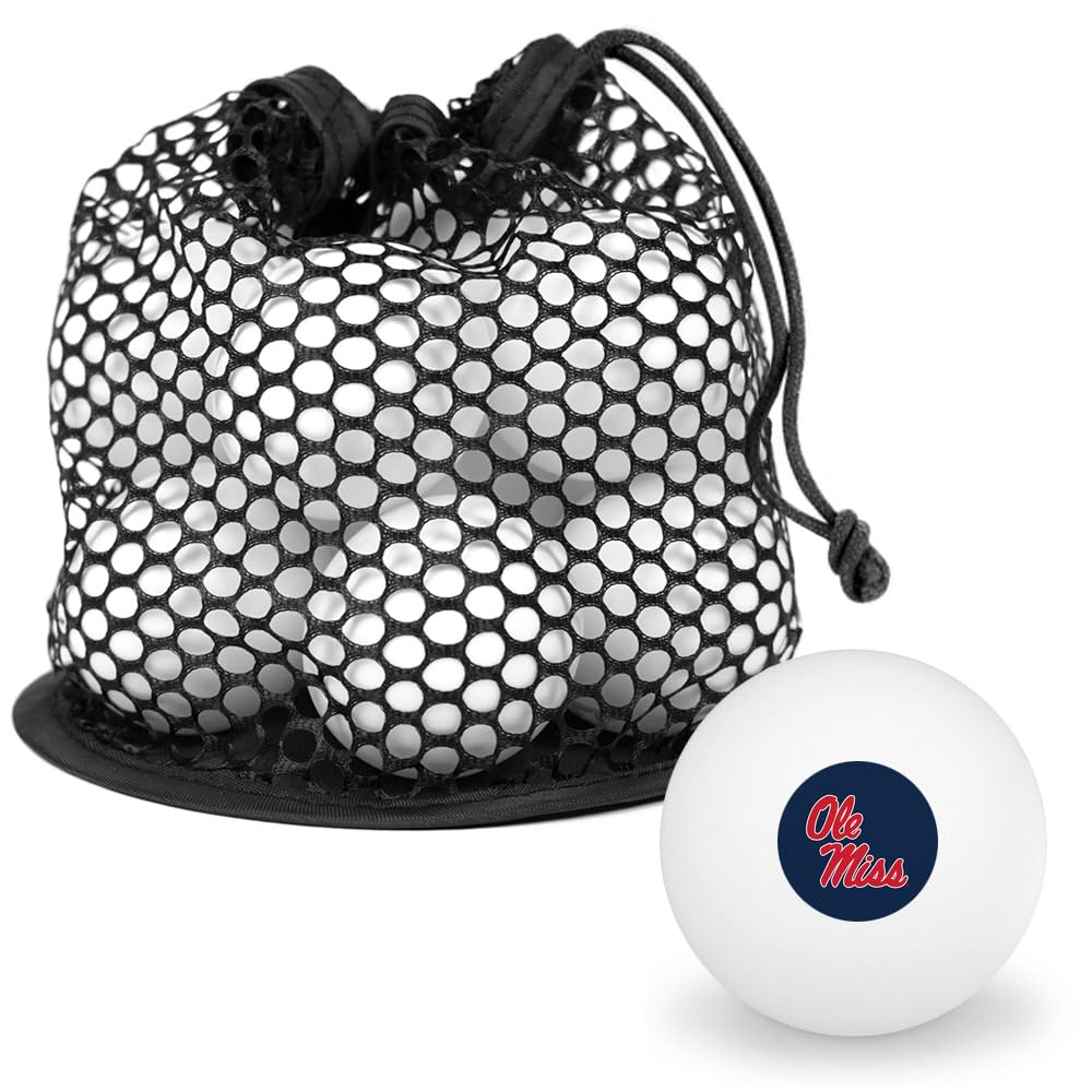 GRAPHICS & MORE University of Mississippi Primary Logo Novelty Table Tennis Ping Pong Ball 12 Pack with Storage Bag