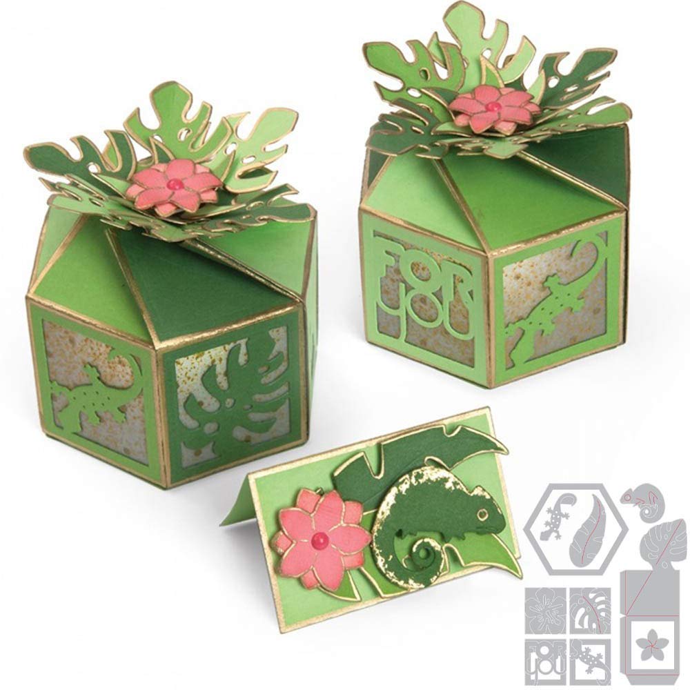 Pop Up 3D Box Dies for Card Making Flower Leaves Animal Gecko Squirrel Metal Cutting Dies for DIY Scrapbooking Paper Crafting Embossing Stencil Die Cuts Punch Template Mould Handmade Crafts Dies