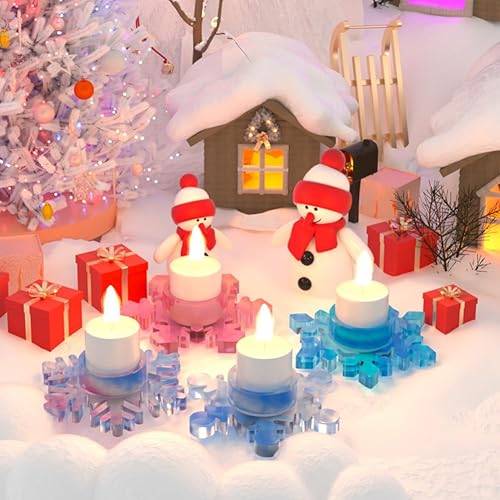 Miniatura 5 de Moldes de vela 4 moldes de bandeja para velas para árbol de Navidad, moldes de silicona de copo de nieve para hacer velas, moldes de manualidades