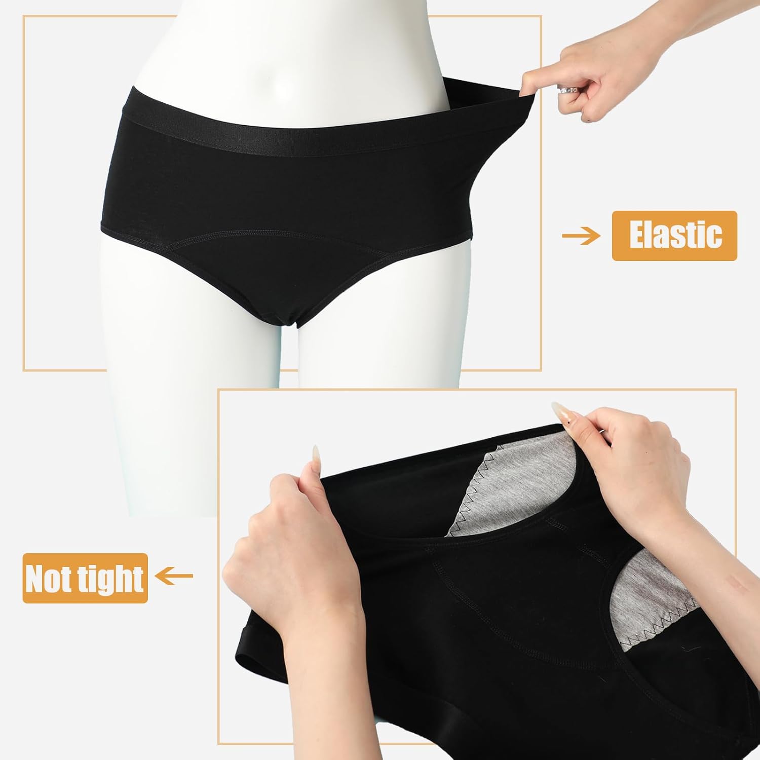 Ladies Underwear, Menstrual Period Underwear for Women Girls Cotton Panties High Waist Comfortable Easy Clean Briefs - Image 4