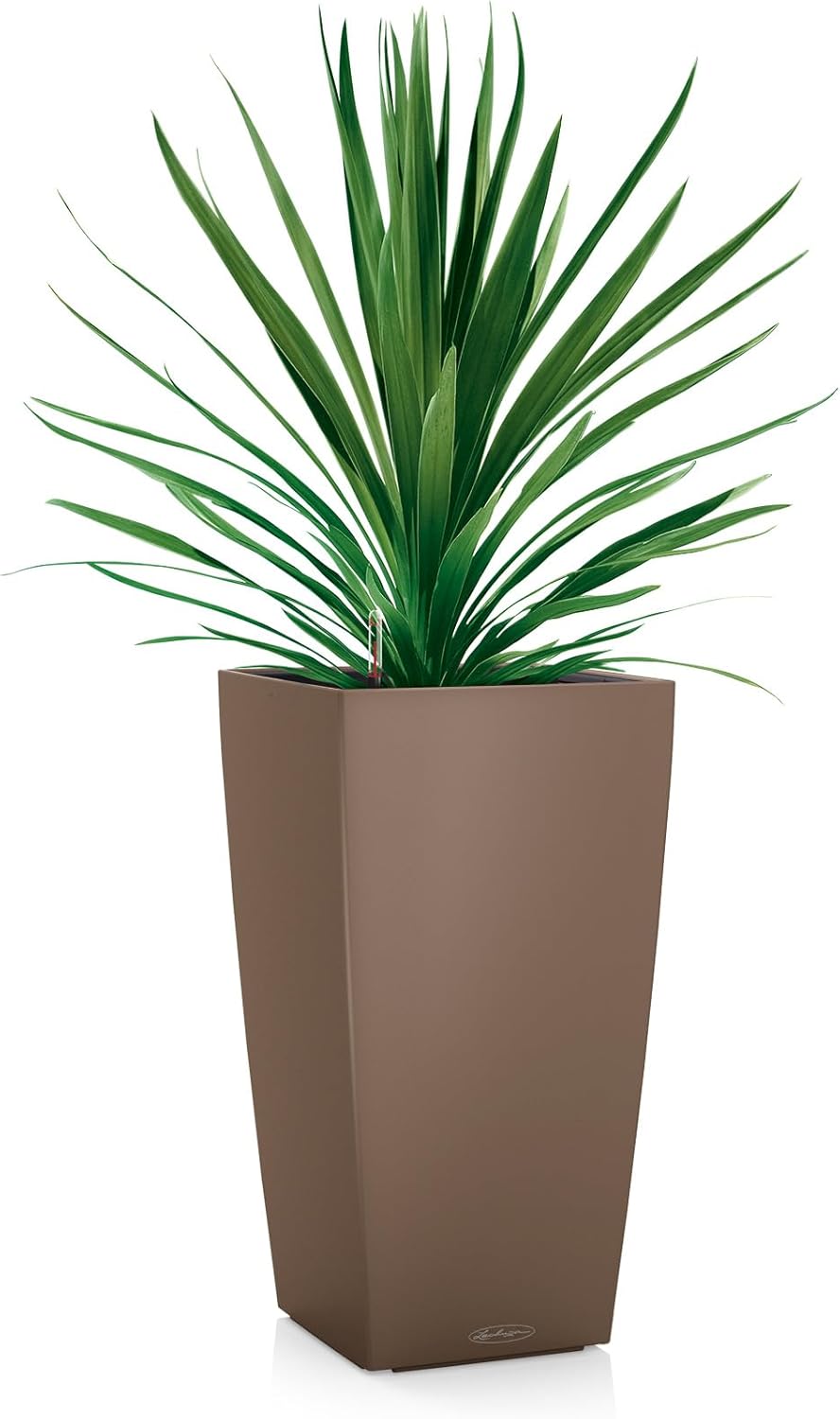 Lechuza CUBICO Color 40 Nutmeg, Self-Watering Tall Planter, H29.5 L15.7 W15.7 in