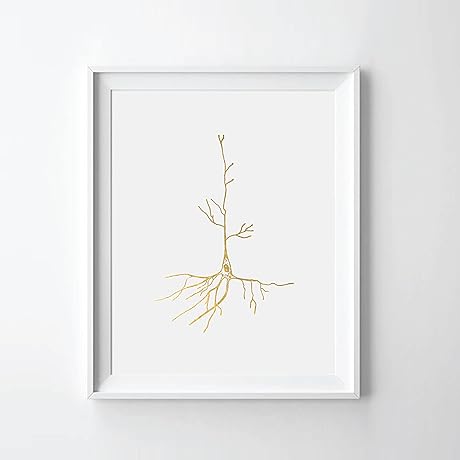Gold Foil Art Print 8x10: Neuron I Gold Print Nerve Cell Biology...