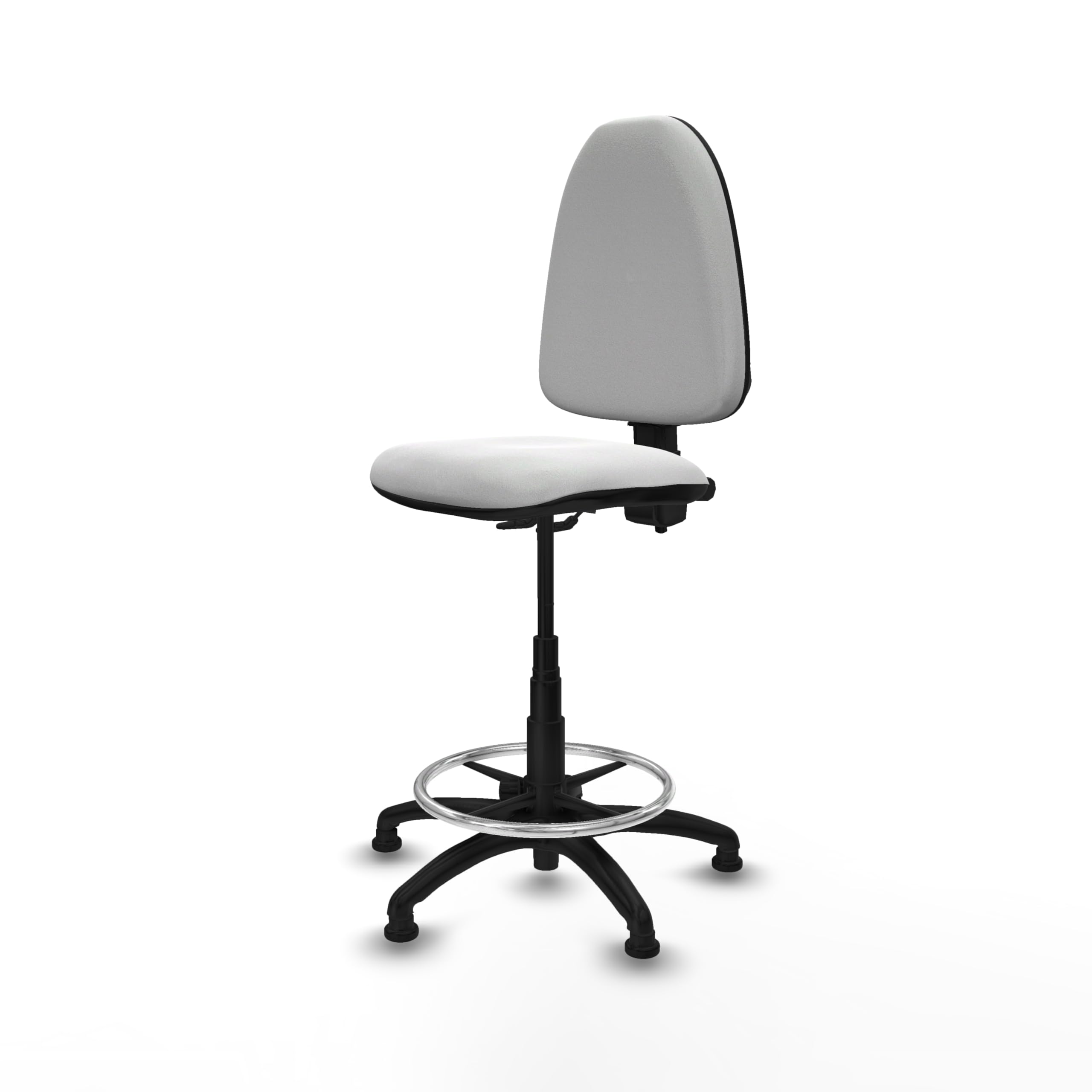 Piqueras y Crespo Taburete Aýna Taburete Alto de Oficina con Ruedas, Ideal como Taburete Taller mecánico y Taburete para Escritorio, con Respaldo Regulable en Altura