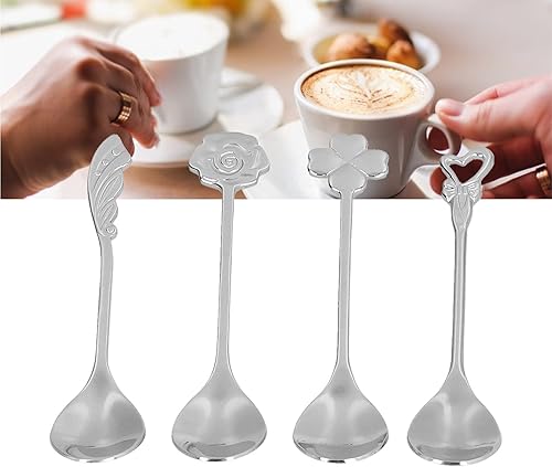 Miniatura 6 de 4 cucharas de té helado, cuchara de café, cuchara de helado, cucharas de acero inoxidable para mezclar, mezclar cócteles, té, café, batido, bebida