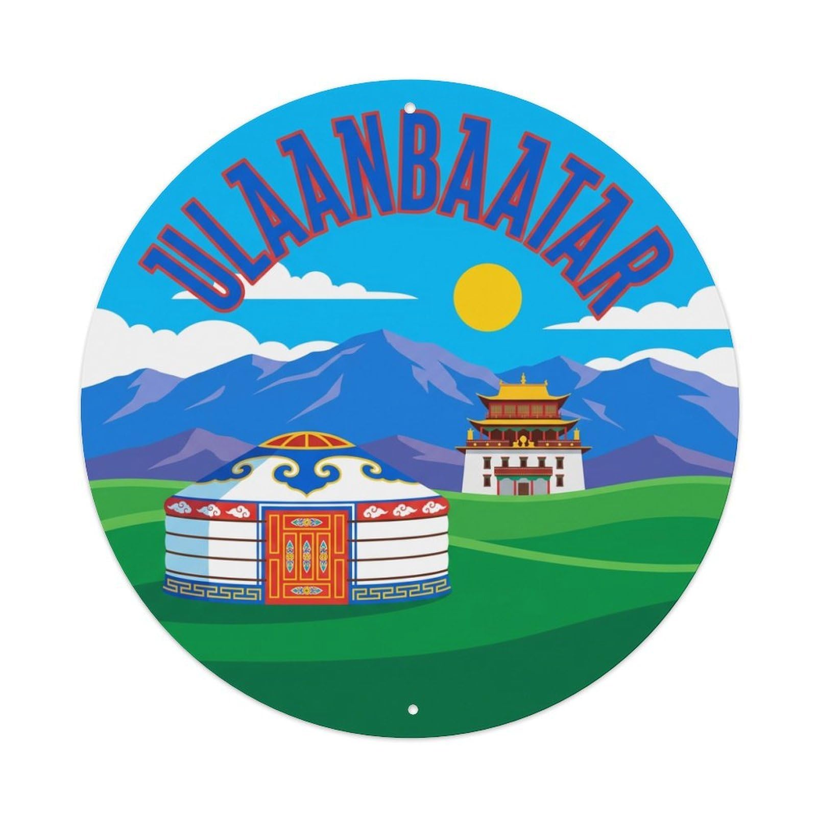 Yrnq 8X8inch Vintage Style Vintage Travel Mongolia Ulaanbaatar Metal Tin Sign