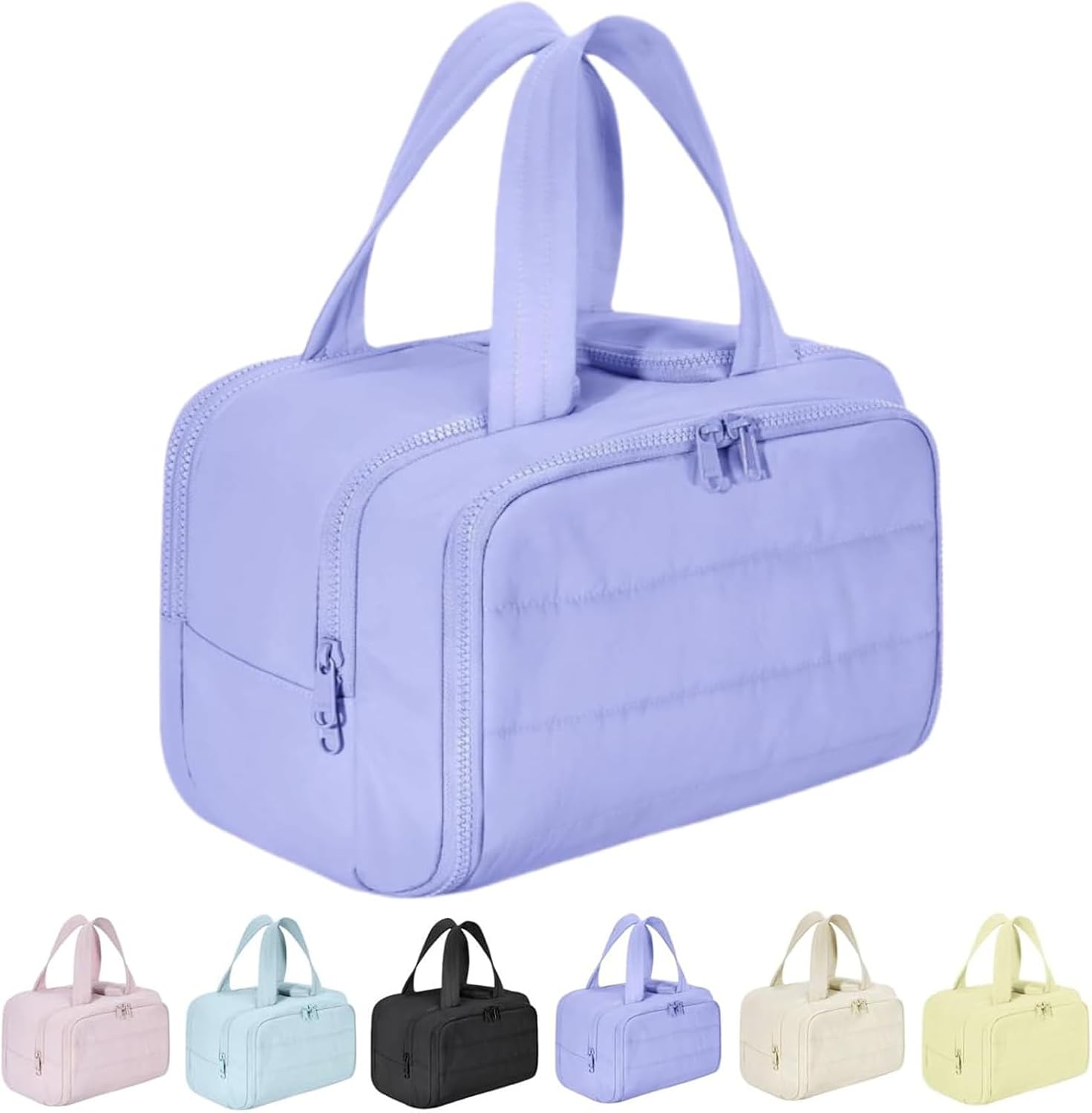 Elouva Toiletry Bag, Toiletry Bag a 4-in-1 Travel Organizer, Large Capacity Wide-Open Travel Cosmetic Bag, Multi Functional Lightweight Makeup Bags with Handle, Dry-and-Wet Separation (Purple)