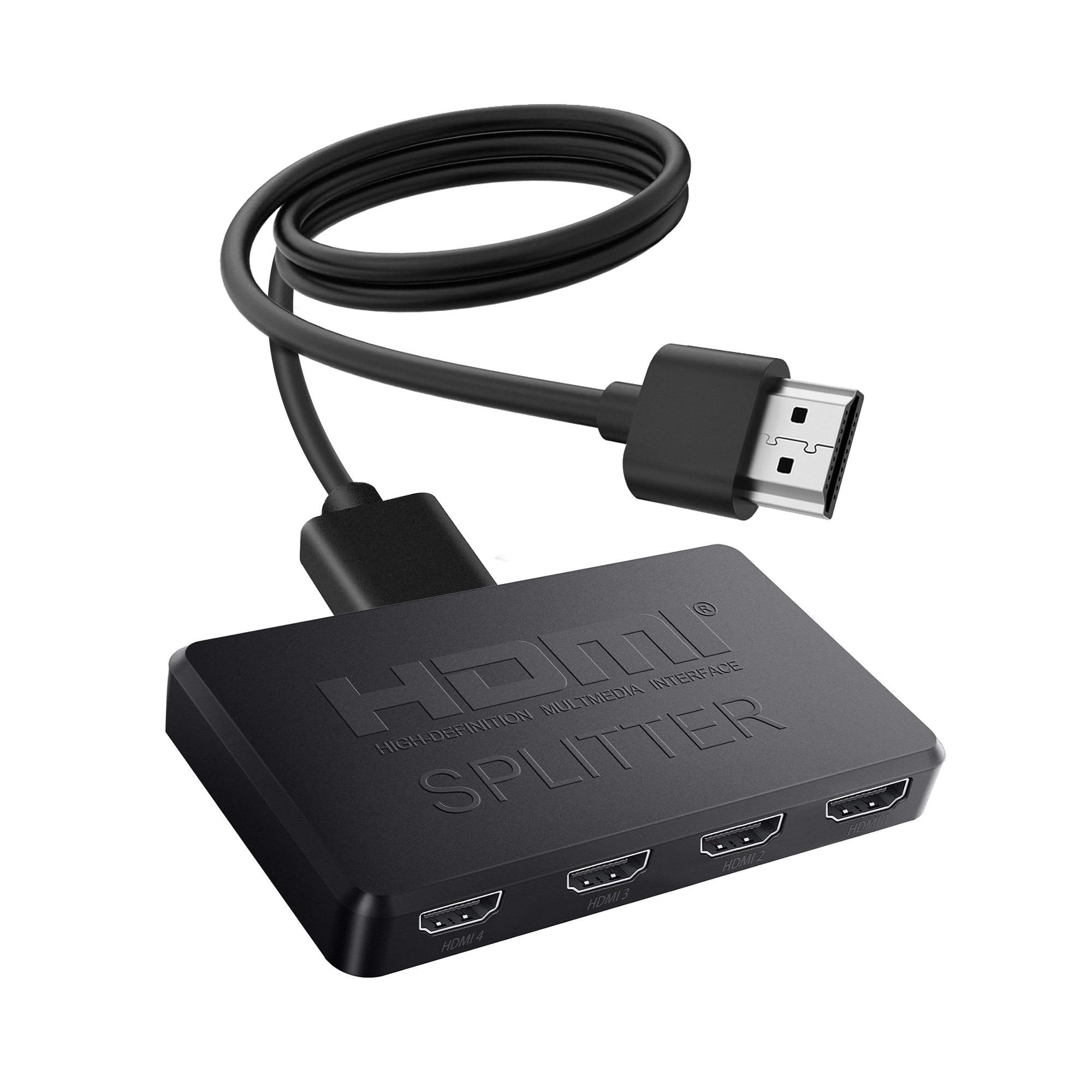 NEWCARE HDMI Splitter 1 in 4 Out Support Duplicate/Mirror 1 Source Screen to 4 HDM-I Display Devices(Not Extend), 4 Port Hdmi Splitters for 3D,1080P, UHD TV(Not Include HDMI Cable)
