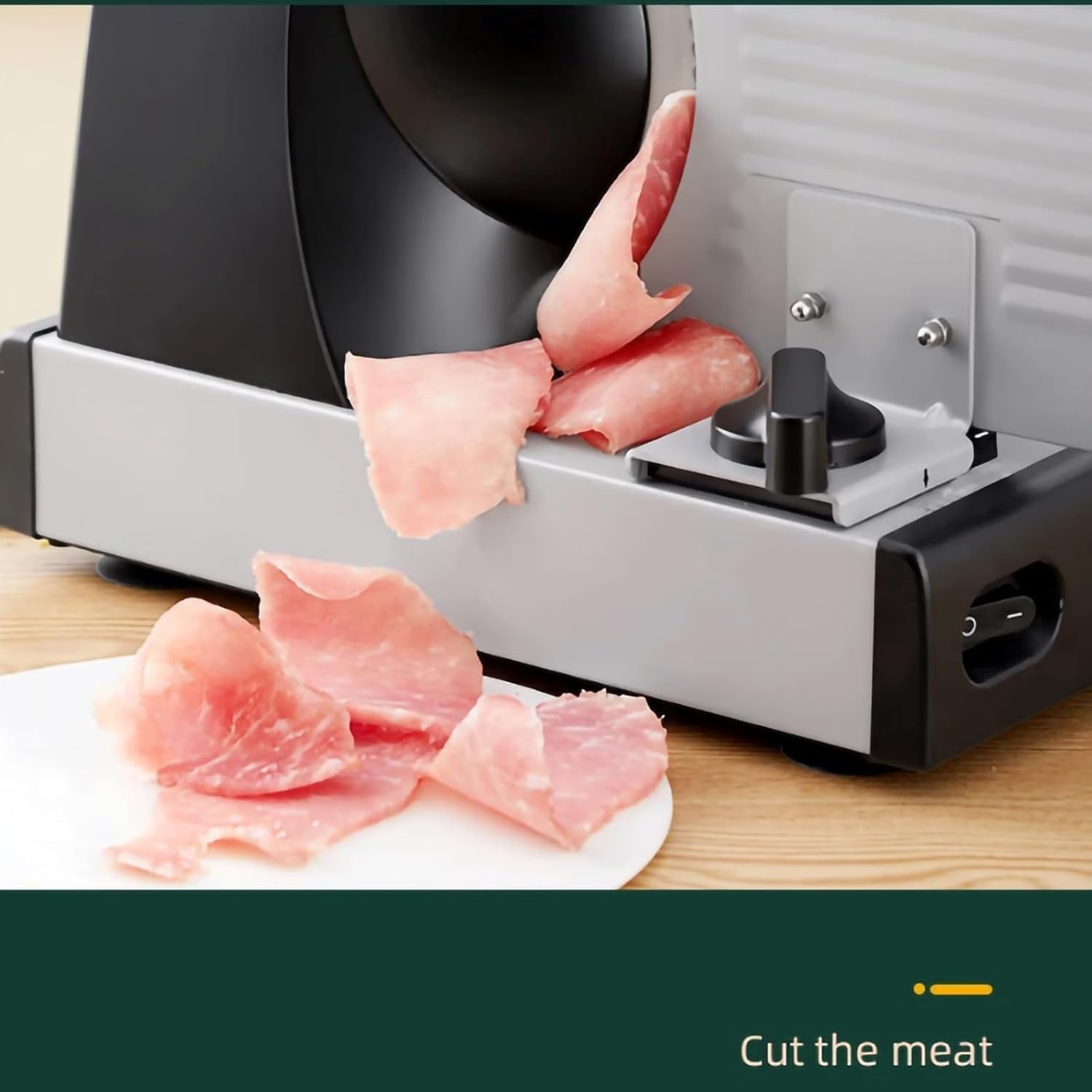 Affettatrice per carne, 200 W, con lama in acciaio inox, diametro 190 mm, spessore regolabile (1-15 mm), ideale per uso commerciale e domestico